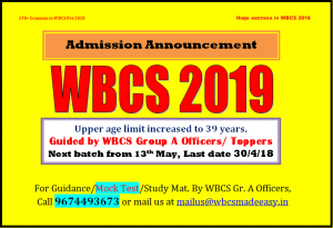 WBCS Foundation Course 2018 Guided by WBCS Group A Officers