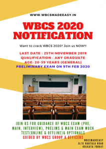 WBCS 2020 notification image 1