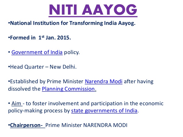 WBCS Government Of India Scheme Notes - NITI Aayog IMAGE