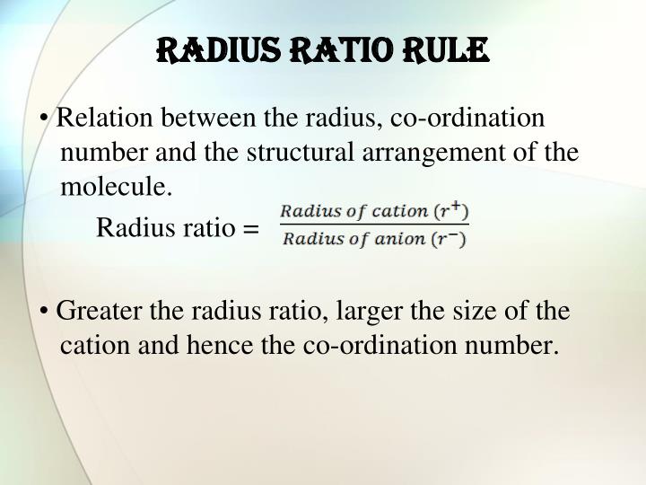 WBCS Radius Ratio Rule - Physics Notes IMAGE