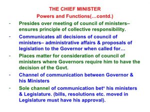 WBCS Notes - Political Science - Chief Minister And Council Of Ministers IMAGE