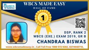 Chndraa Biswas WBCS DSP Rank 2