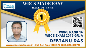 Debtanu Das WBRS 2019 rank 16