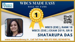 Shatarupa Das WBCS Exe 18 WBCS 2019
