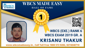 Krisanu Thakur WBCS Exe Rank 6 WBCS 2019
