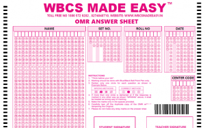 SAMPLE OMR ANSWER SHEET WBCS SSC PSC EXAM